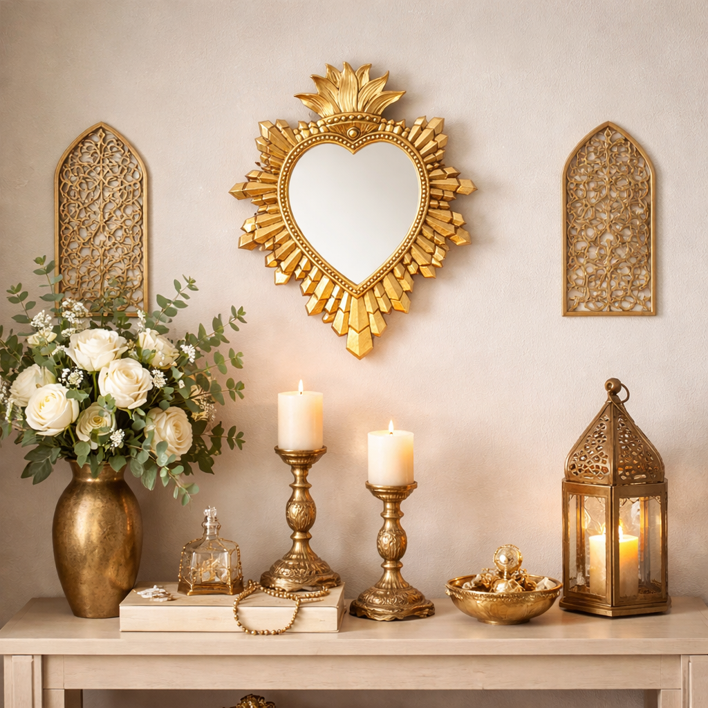 Decorative Heart Mirror Wall Statement Piece